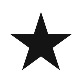 Black five-pointed star centered on a white background.