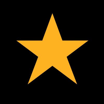 Orange five-pointed star centered on a black background.